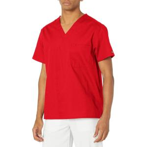 imageDickies EDS Signature Scrubs for Women and Scrubs for Men Unisex One Pocket VNeck Top in Soft Brushed Poplin 83706Red