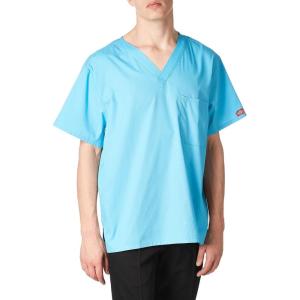 imageDickies EDS Signature Scrubs for Women and Scrubs for Men Unisex One Pocket VNeck Top in Soft Brushed Poplin 83706Turquoise
