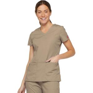 imageDickies EDS Signature Women Scrubs Top VNeck 85906Dark Khaki