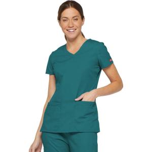 imageDickies EDS Signature Women Scrubs Top VNeck 85906Teal Blue