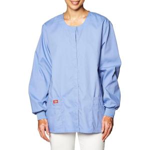 imageDickies EDS Signature Women Warm Up Scrubs Jacket Snap Front 86306Ceil Blue