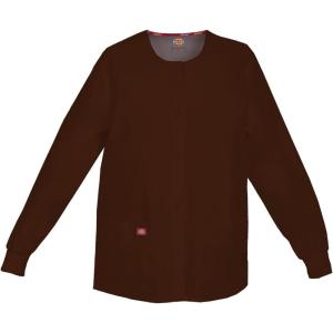 imageDickies EDS Signature Women Warm Up Scrubs Jacket Snap Front 86306Chocolate