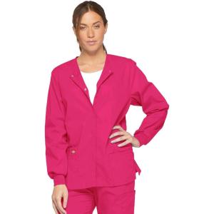 imageDickies EDS Signature Women Warm Up Scrubs Jacket Snap Front 86306Hot Pink