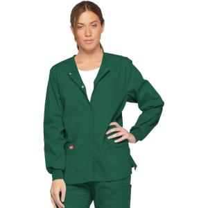 imageDickies EDS Signature Women Warm Up Scrubs Jacket Snap Front 86306Hunter
