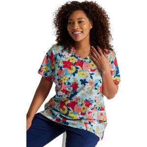 imageDickies EDS Women Scrubs Top VNeck DK700Blooms So Retro