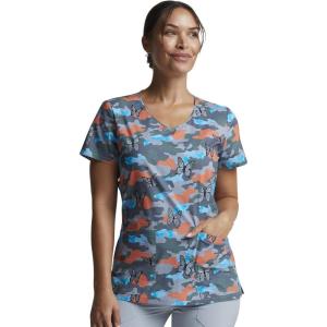 imageDickies EDS Women Scrubs Top VNeck DK700Camo Flight