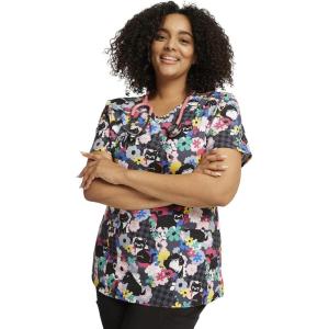 imageDickies EDS Women Scrubs Top VNeck DK700Furever Floral