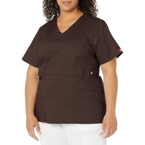 imageDickies Gen Flex Women Scrubs Top Mock Wrap 817355Chocolate