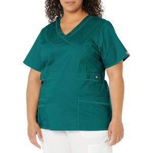 imageDickies Gen Flex Women Scrubs Top Mock Wrap 817355Hunter Green