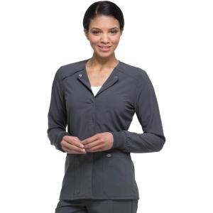 imageDickies Scrub Jackets For Woman Snap Front Warmup Jacket With 2 Pockets  DK305Pewter