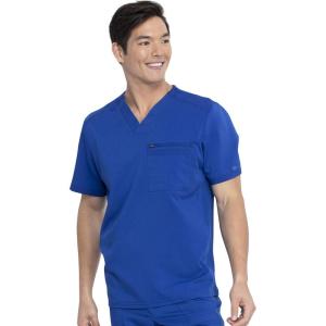 imageDickies Scrub Top for Men with Zip Chest Pocket Rib Knit ID Badge at 2Way Stretch Durable ampamp Breathable Fabric  DK865Galaxy Blue