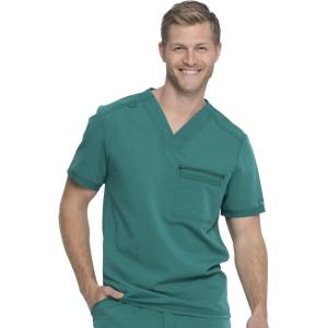 imageDickies Scrub Top for Men with Zip Chest Pocket Rib Knit ID Badge at 2Way Stretch Durable ampamp Breathable Fabric  DK865Hunter Green