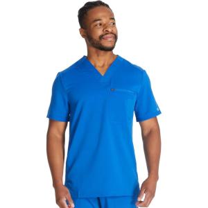 imageDickies Scrub Top for Men with Zip Chest Pocket Rib Knit ID Badge at 2Way Stretch Durable ampamp Breathable Fabric  DK865Royal