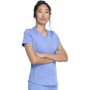 imageDickies VNeck Scrub Top with 5 Pockets Shirttail Hem and BiStretch Technology DK875Ciel