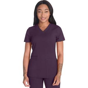 imageDickies VNeck Scrub Top with 5 Pockets Shirttail Hem and BiStretch Technology DK875Deep Amethyst