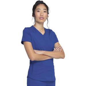 imageDickies VNeck Scrub Top with 5 Pockets Shirttail Hem and BiStretch Technology DK875Galaxy Blue