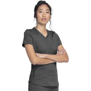 imageDickies VNeck Scrub Top with 5 Pockets Shirttail Hem and BiStretch Technology DK875Pewter