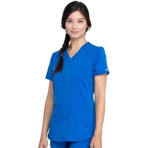 imageDickies VNeck Scrub Top with 5 Pockets Shirttail Hem and BiStretch Technology DK875Royal