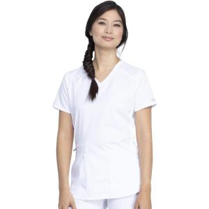 imageDickies VNeck Scrub Top with 5 Pockets Shirttail Hem and BiStretch Technology DK875White