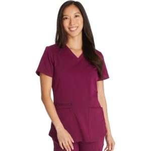 imageDickies VNeck Scrub Top with 5 Pockets Shirttail Hem and BiStretch Technology DK875Wine