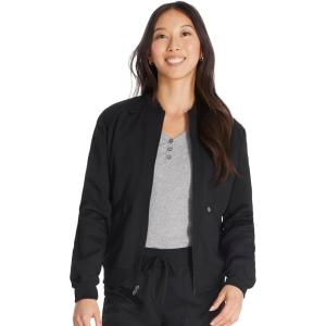 imageDickies Women Scrub Jacket Zip Front WarmUp Rib Knit Collar with 2 Welt Pocket DK365Black