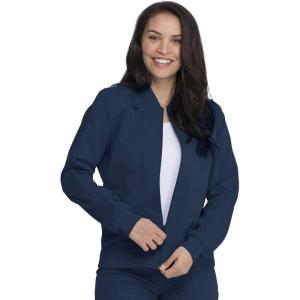 imageDickies Women Scrub Jacket Zip Front WarmUp Rib Knit Collar with 2 Welt Pocket DK365Navy