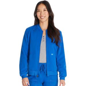 imageDickies Women Scrub Jacket Zip Front WarmUp Rib Knit Collar with 2 Welt Pocket DK365Royal