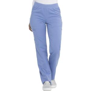 imageDickies Women Scrub Pullon Pant Mid Rise Tapered Leg Bottoms with 6 Pockets ampamp RibKnit Waistband DK135Ciel