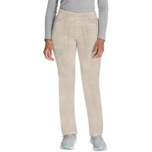 imageDickies Women Scrub Pullon Pant Mid Rise Tapered Leg Bottoms with 6 Pockets ampamp RibKnit Waistband DK135Heather Blonde Wood