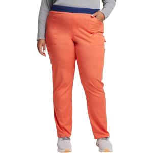 imageDickies Women Scrub Pullon Pant Mid Rise Tapered Leg Bottoms with 6 Pockets ampamp RibKnit Waistband DK135Heather Mystic Peach