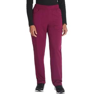 imageDickies Women Scrub Pullon Pant Mid Rise Tapered Leg Bottoms with 6 Pockets ampamp RibKnit Waistband DK135Wine