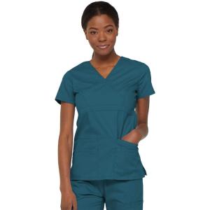 imageDickies Womens EDS Signature Scrubs Jr Fit Mock Wrap TopCaribbean Blue