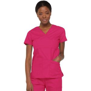 imageDickies Womens EDS Signature Scrubs Jr Fit Mock Wrap TopHot Pink