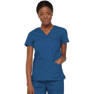 imageDickies Womens EDS Signature Scrubs Jr Fit Mock Wrap TopRoyal