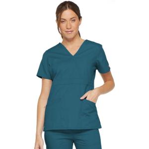imageDickies Womens Genflex Youtility Mock Wrap TopCaribbean Blue