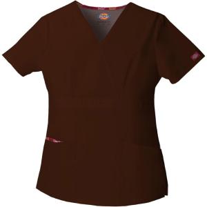 imageDickies Womens Genflex Youtility Mock Wrap TopChocolate