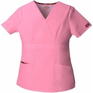 imageDickies Womens Genflex Youtility Mock Wrap TopPretty in Pink