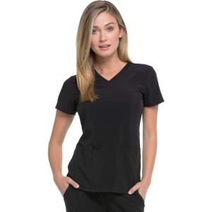 imageDickies Womens Scrub Top VNeck Top with 2 Pockets Moisture Wicking and 360 Stretch Fabric  DK615Black