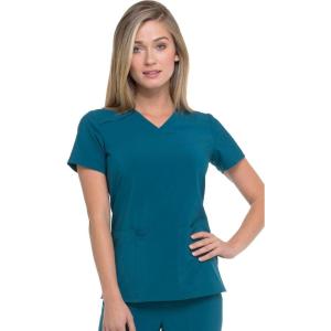 imageDickies Womens Scrub Top VNeck Top with 2 Pockets Moisture Wicking and 360 Stretch Fabric  DK615Caribbean Blue