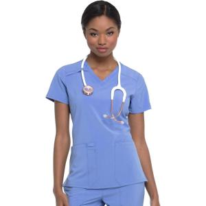 imageDickies Womens Scrub Top VNeck Top with 2 Pockets Moisture Wicking and 360 Stretch Fabric  DK615Ciel
