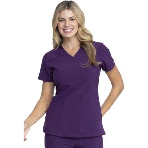imageDickies Womens Scrub Top VNeck Top with 2 Pockets Moisture Wicking and 360 Stretch Fabric  DK615Eggplant