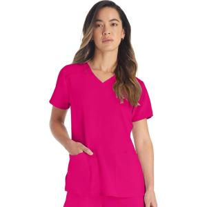 imageDickies Womens Scrub Top VNeck Top with 2 Pockets Moisture Wicking and 360 Stretch Fabric  DK615Hot Pink