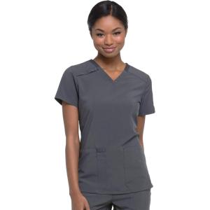 imageDickies Womens Scrub Top VNeck Top with 2 Pockets Moisture Wicking and 360 Stretch Fabric  DK615Pewter
