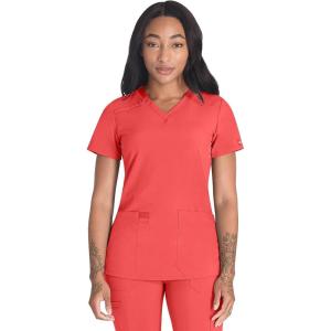 imageDickies Womens Scrub Top VNeck Top with 2 Pockets Moisture Wicking and 360 Stretch Fabric  DK615Ravashing Coral