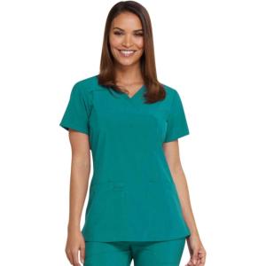 imageDickies Womens Scrub Top VNeck Top with 2 Pockets Moisture Wicking and 360 Stretch Fabric  DK615Teal Blue