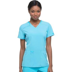 imageDickies Womens Scrub Top VNeck Top with 2 Pockets Moisture Wicking and 360 Stretch Fabric  DK615Turquoise