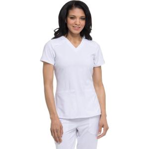 imageDickies Womens Scrub Top VNeck Top with 2 Pockets Moisture Wicking and 360 Stretch Fabric  DK615White