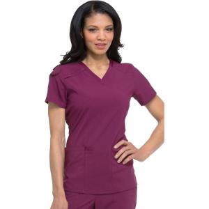 imageDickies Womens Scrub Top VNeck Top with 2 Pockets Moisture Wicking and 360 Stretch Fabric  DK615Wine