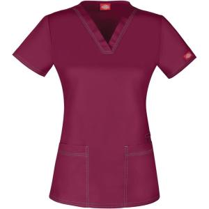 imageDickies Xtreme Stretch Women Scrubs Top VNeck 82851Dwine