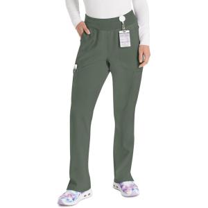 imageEDS Essentials Scrubs for Women YogaInspired PullOn Pant with FourWay Stretch and Moisture Wicking DK005Olive